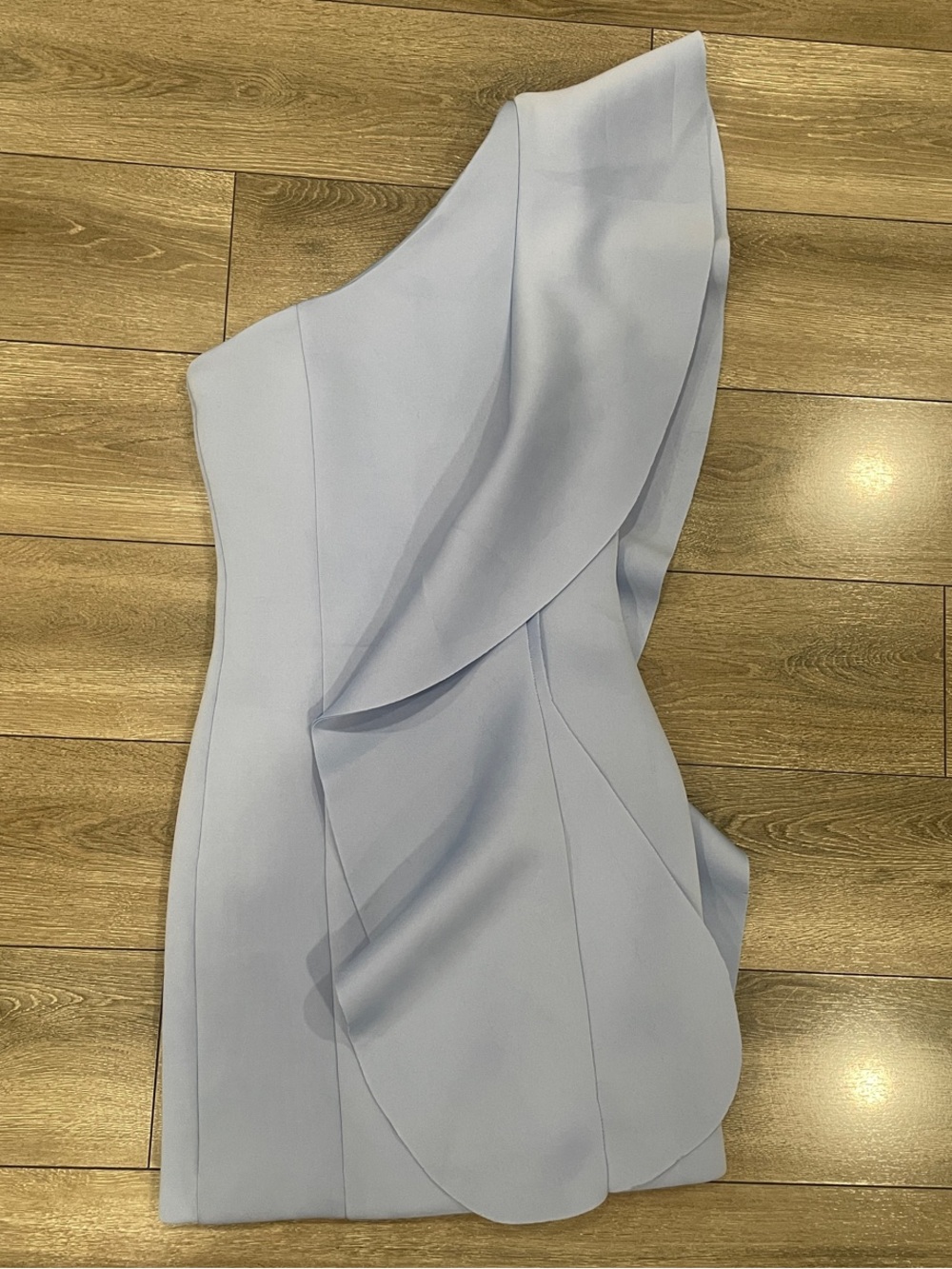 Lavish Alice One-Shoulder Powder Blue Ruffle Cocktail Dress